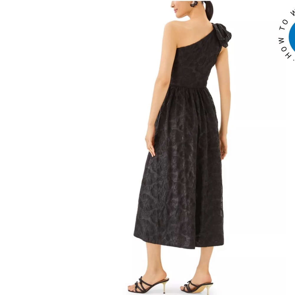 NWT Lilly Pulitzer Lynsi One-Shoulder Midi Dress black organza Evening / wedding - Picture 5 of 15
